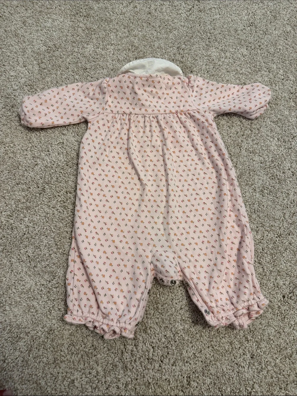 Ralph Lauren Pink Floral One-Piece with White Peter Pan Collar